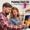 Sip and Paint Kit,Pre Drawn Canvas Couples Paint Party Kit Painting Art Set for Adults Date Night Sunset Beach Lovers 2 Pack